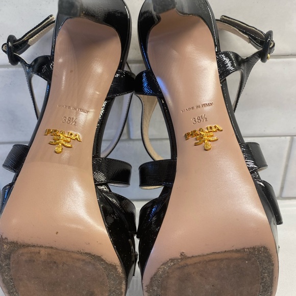 Prada platform sandal. Black patent , 3 inch heel with 1 inch platform. - Picture 3 of 6